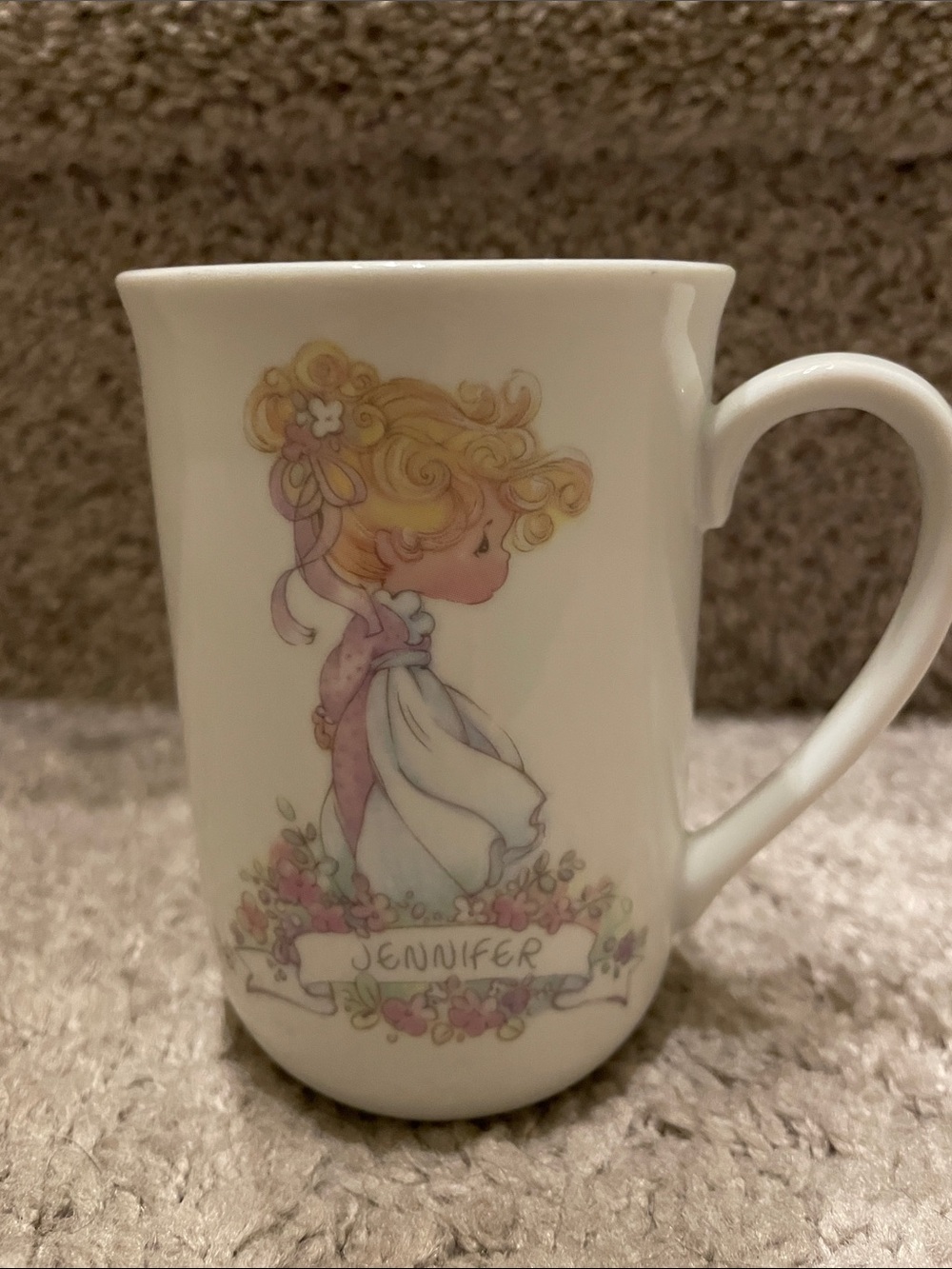 Precious Moments White Pink Floral 'Jennifer' Porcelain Coffee Mug